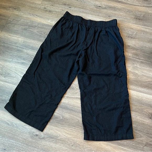 Women's Croft & Barrow® Pull-On Wide Leg Crop Pants linen blend size L black - Picture 4 of 6